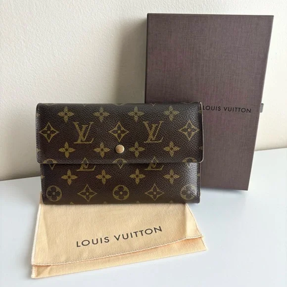 Louis Vuitton Monogram Trifold Wallet Brown Leather Snap Authentic - Picture 16 of 16